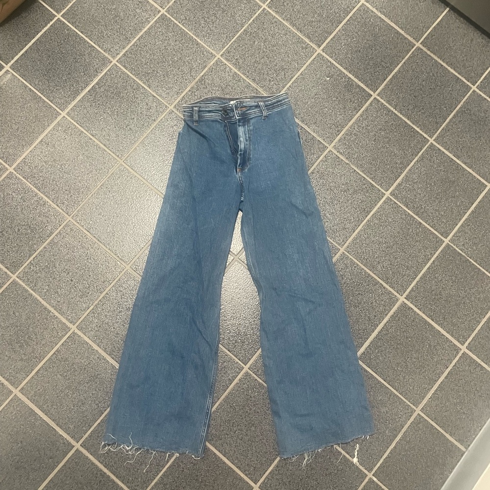 Zara High Waisted Wide Leg Blue Jeans